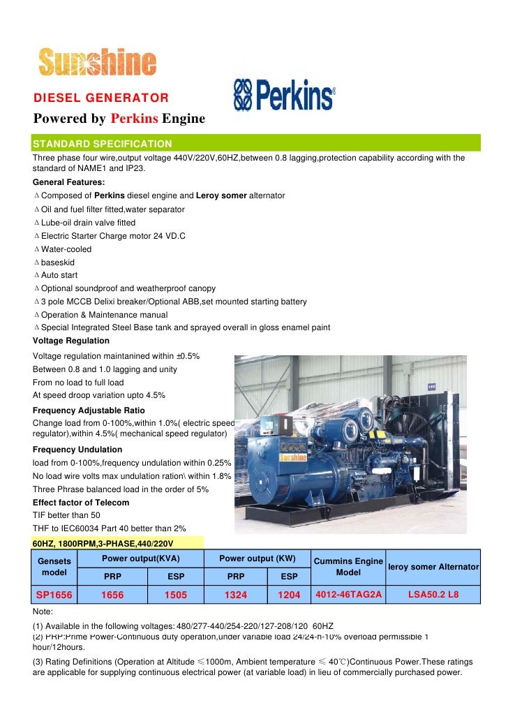 Sp1656 1324 kw uk perkins generator data sheet