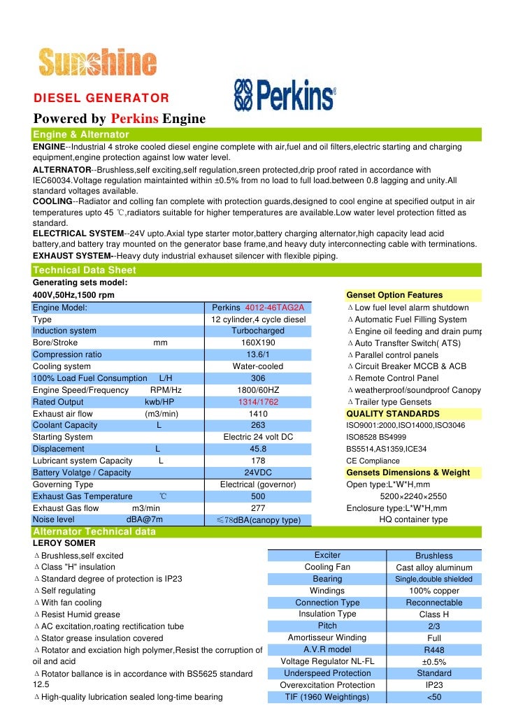 Sp1656 1324 kw uk perkins generator data sheet