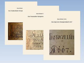 Elias Sauer (1642-1694)
ab 1667 lutherischer Pfarrer zu Kallstadt
Widmungsgedicht zur Geburt seines Sohnes Henrich Lorenz am 29. Aug. 1669
1660 1670 1680
Jahr
90
80
70
60
50
40
30
20
10
Anzahl
Sterbefälle in Kallstadt zur Zeit der Pest
Alter
Pestepidemie 1665-1666 in London: 70 000 Tote
Albrecht Dürer, Die apokalyptischen Reiter
 