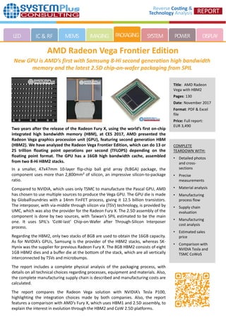 AMD Radeon Vega Frontier Edition 2017 - teardown reverse costing report ...