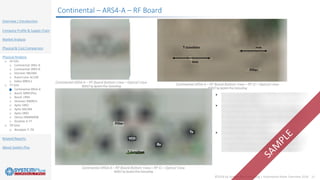 ©2018 by System Plus Consulting | Automotive Radar Overview 2018 21
Overview / Introduction
Company Profile & Supply Chain
Market Analysis
Physical & Cost Comparison
Physical Analysis
o 24 GHz
o Continental SRR2-A
o Continental SRR3-B
o Veoneer NB24BS
o AutoCruise AC100
o Valeo MBHL2
o 77 GHz
o Continental ARS4-A
o Bosch MRR1Plus
o Bosch LRR4
o Veoneer MMRV1
o Aptiv SRR2
o Aptiv RACAM
o Aptiv SRR3
o Denso DNMW008
o Ainstein K-77
o 79 GHz
o Ainstein T-79
Related Reports
About System Plus
Continental – ARS4-A – RF Board
 