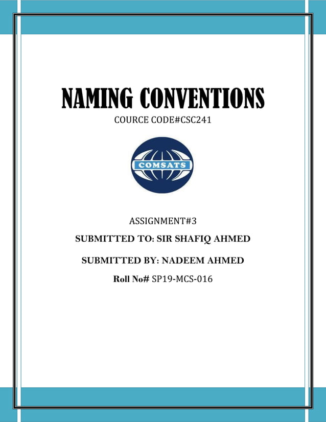 JAVA Naming Conventions By NADEEM AHMED FROM DEPALPUR | PDF