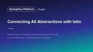 Connecting All Abstractions with Istio
Ramiro Salas, Product Lead, Networking @ Pivotal
Laurent Demailly, Staff Engineer @...