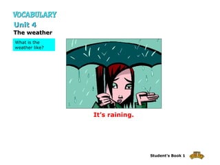 It’s raining. The weather Unit 4 What is the weather like? 