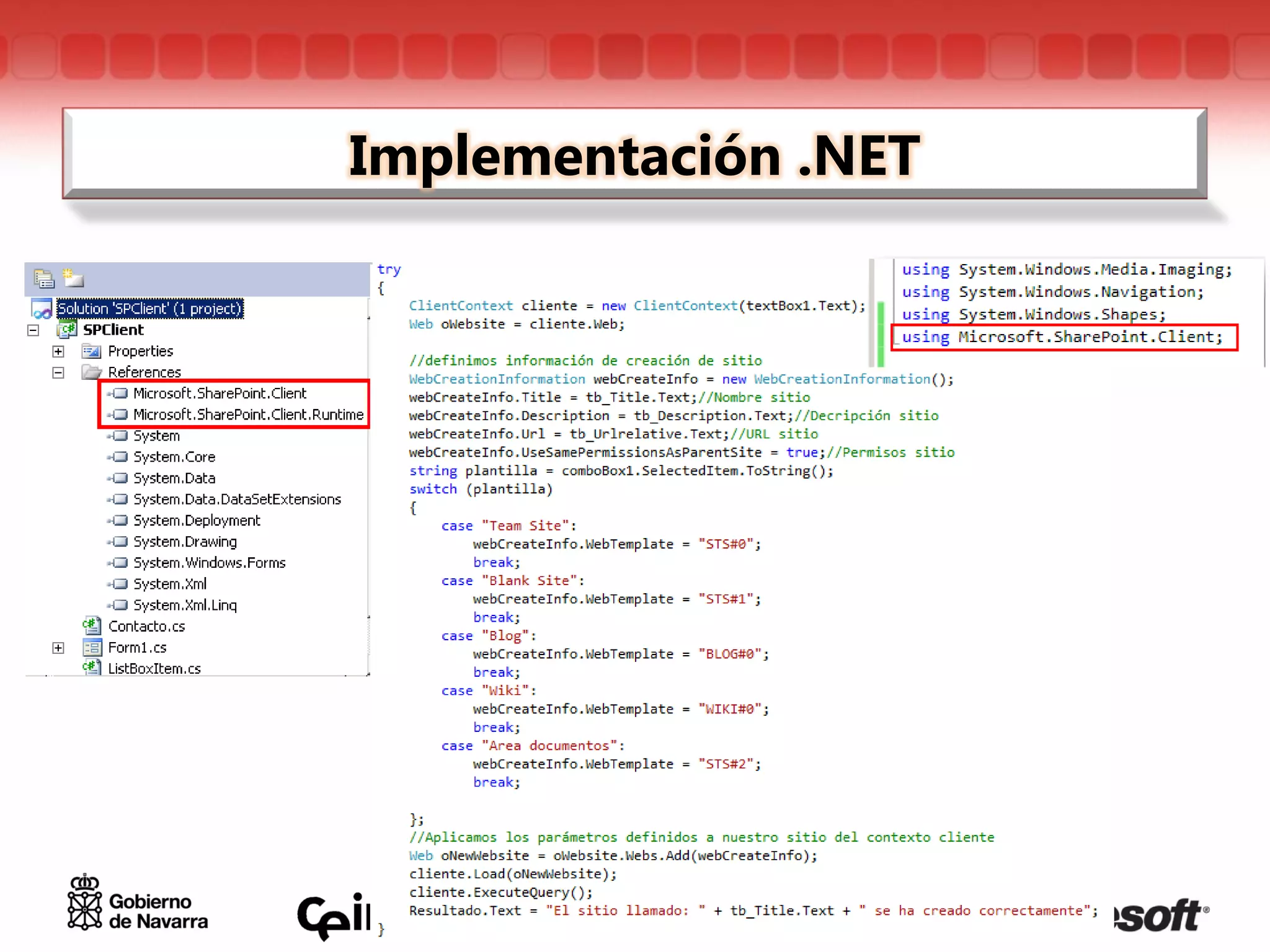 Implementación .NET
 