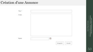 AutresTypesdeListes
--------------------------------------------------------------
UtilisationdeSharepoint|ListesetContenu
©MostefaiMohahhedAmine2019
Création d’une Annonce
50
 