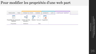 Personnalisation
--------------------------------------------------------------
UtilisationdeSharepoint|Personnalisation
©MostefaiMohahhedAmine2017
Pour modifier les propriétés d’une web part
26
 