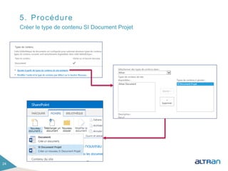 5. Procédure
24
Créer le type de contenu SI Document Projet
 