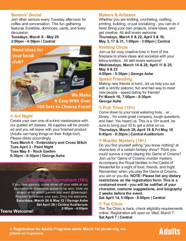 whats on spring 2018 library video game tournament flyer