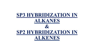 SP3 HYBRIDIZATION IN
ALKANES
&
SP2 HYBRIDIZATION IN
ALKENES
 