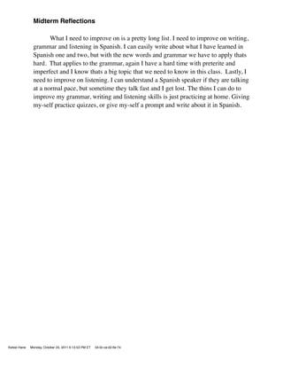 Sp3 Midterm Reflection Essay | PDF