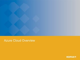 Azure Cloud Overview
 