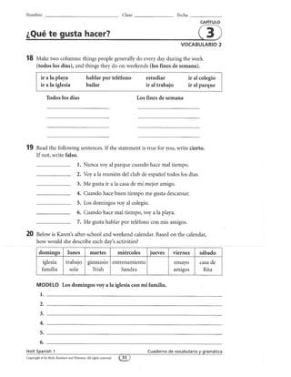Spa1 wkbk chap 03 | PDF