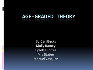 AGE-GRADED THEORY



    By:CarliBecks
    Molly Ramey
    Lysette Torres
     Mia Staten
   Manuel Vasquez
 