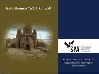 Is Your Business On Solid Ground? An efficient and economical method to diagnose the issues impacting your succession plan. www.rawlsgroup.com 