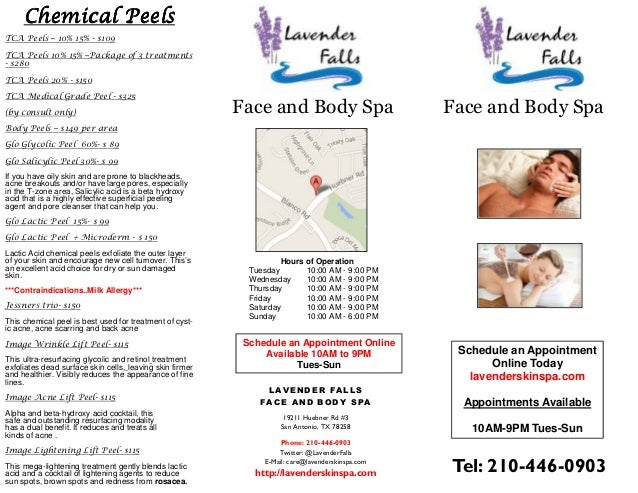 chemical peels show Skin Spa Brochure