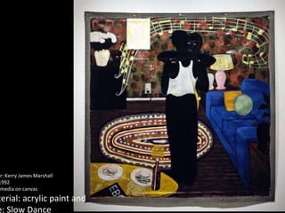 Creator: Kerry James Marshall Date: 1992 mixed media on canvas  Material: acrylic paint and  Title: Slow Dance 