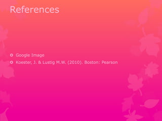 References 
 Google Image 
 Koester, J. & Lustig M.W. (2010). Boston: Pearson 
 