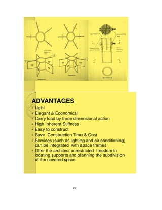 25
DOUBLY CURVED GEOMETRIES
have the ability to span long distances. Their
curvature transfers stresses more efficiently with little to
no bending moments, making them stiffer than
conventional flat surfaces. Doubly curved geometries
now offer infinite possibilities of free-style designs.
Application Fields
– Industrial Structures (Factory, Warehouses, Antrepo,
Hangar etc.)
– Sports Complexes(Swimming Pools, Sport halls,
tribunes, etc.)
– Multipurpose Halls (Theatres, Concert Halls, Cinemas,
Convention Centres, Exhibition Halls,etc.)
– Hangar Buildings, Canopies, Stands etc.
– Shopping centres, showrooms, transportation
structures, school structures, etc.
– Fair stands
– Scaffoldings, load scaffoldings etc
 