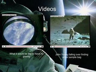 Videos   What it would be like to have no gravity John Young falling over finding a lost sample bag 