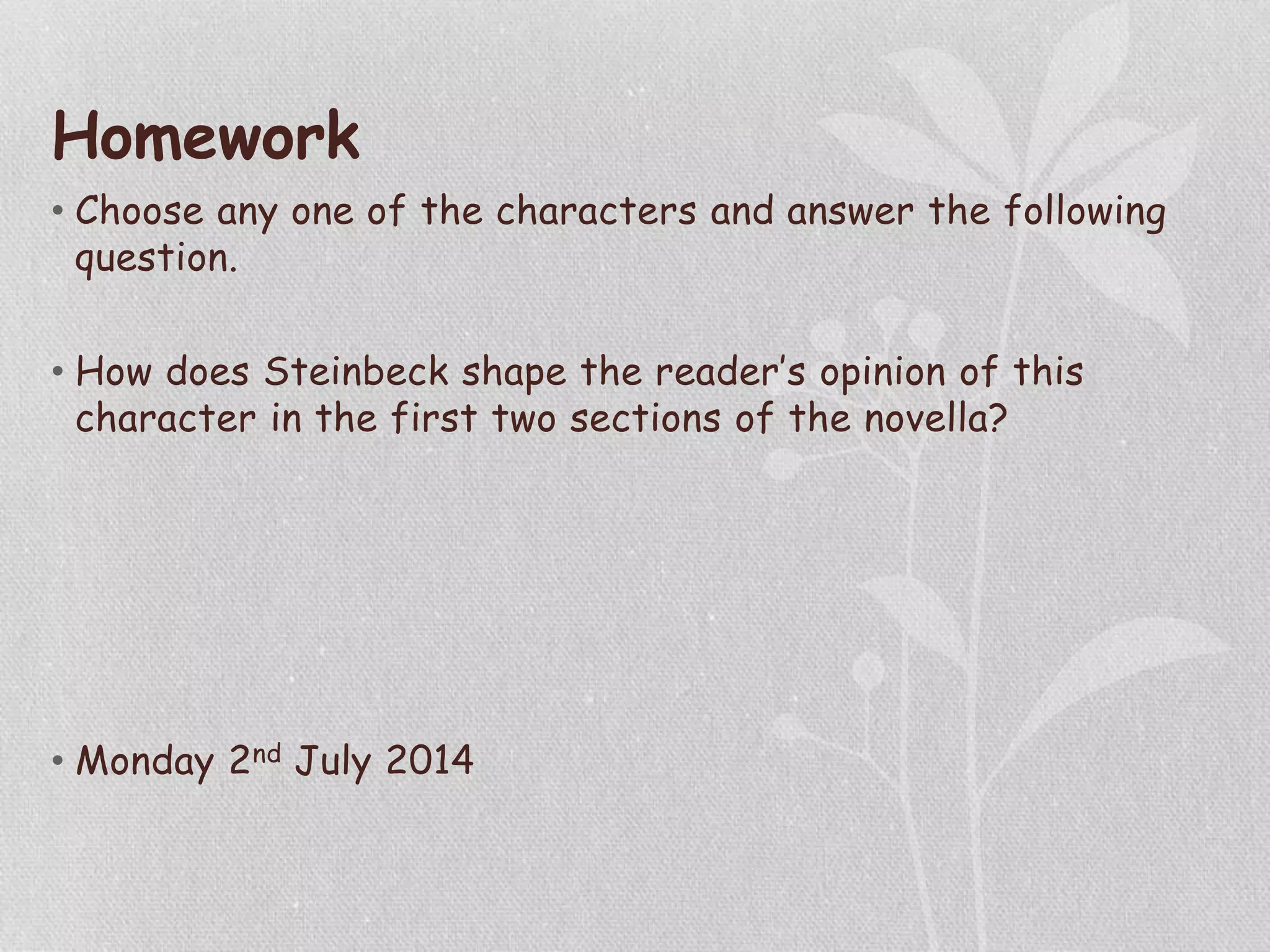 Analysis of chapter 2 - Of Mice and Men | PPT