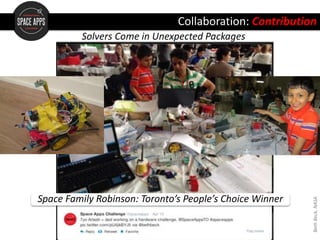 Solvers Come in Unexpected Packages
Collaboration: Contribution
Space Family Robinson: Toronto’s People’s Choice Winner
BethBeck,NASA
 