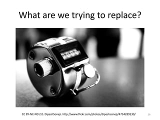 What are we trying to replace?CC BY-NC-ND 2.0. DipeshSoneji. http://www.flickr.com/photos/dipeshsoneji/4734289230/29