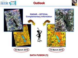 RADAR – OPTICAL Complementary Information DATA FUSION (?) Outlook 14 March 2010 16 March 2010 