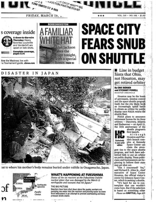 Space city fears snub on shuttle, Houston Chronicle 3/18/11