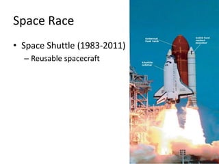 Space RaceSpace Shuttle (1983-2011)Reusable spacecraft