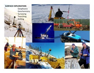 SURFACE EXPLORATION
            Geophysics
            Geochemistry
            Surveying
            Trenching
            Drilling
 