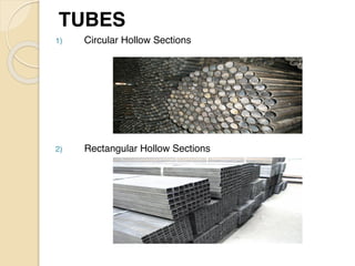 TUBE
S

1) Circular Hollow Section
s

2) Rectangular Hollow Sections
 