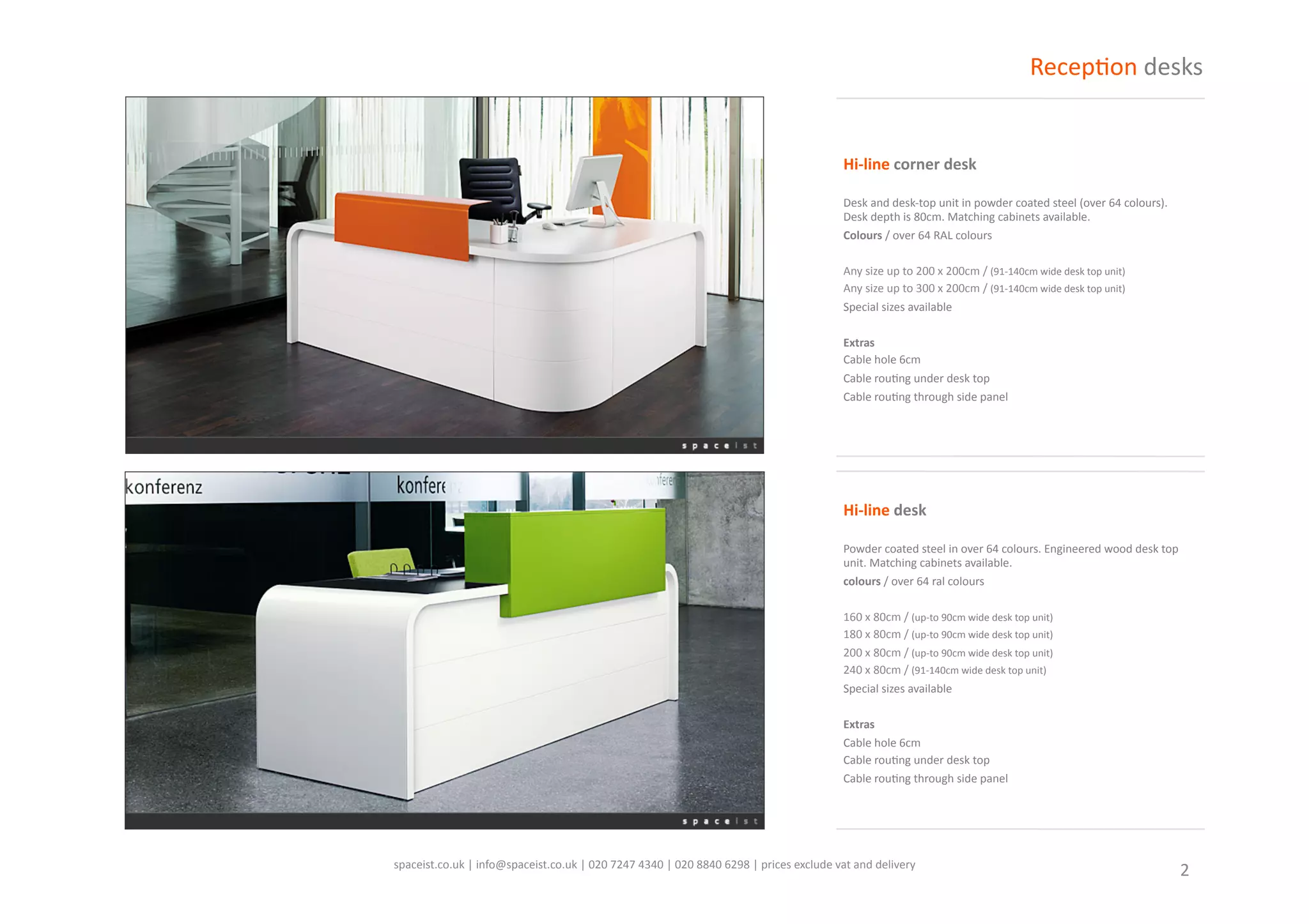 Spaceist white reception desk catalogue PDF