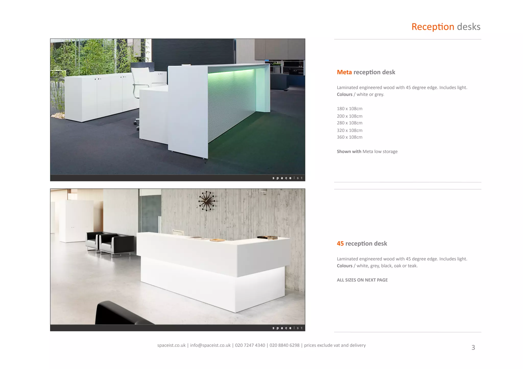Spaceist white reception desk catalogue PDF