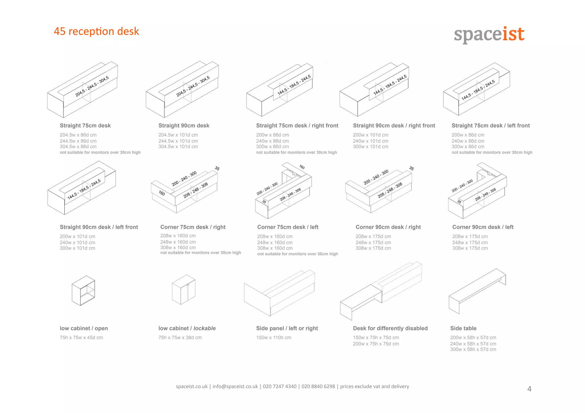 Spaceist white reception desk catalogue PDF
