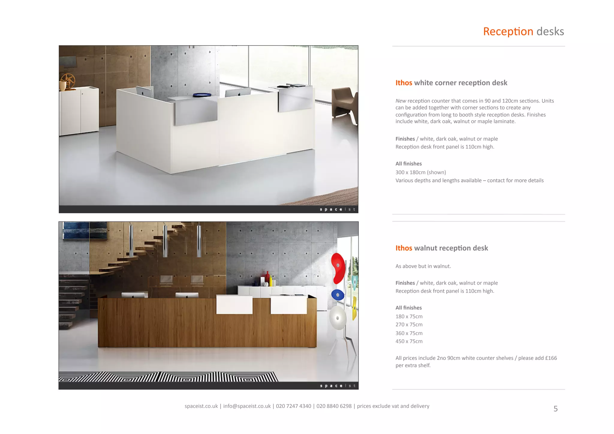 Spaceist white reception desk catalogue PDF