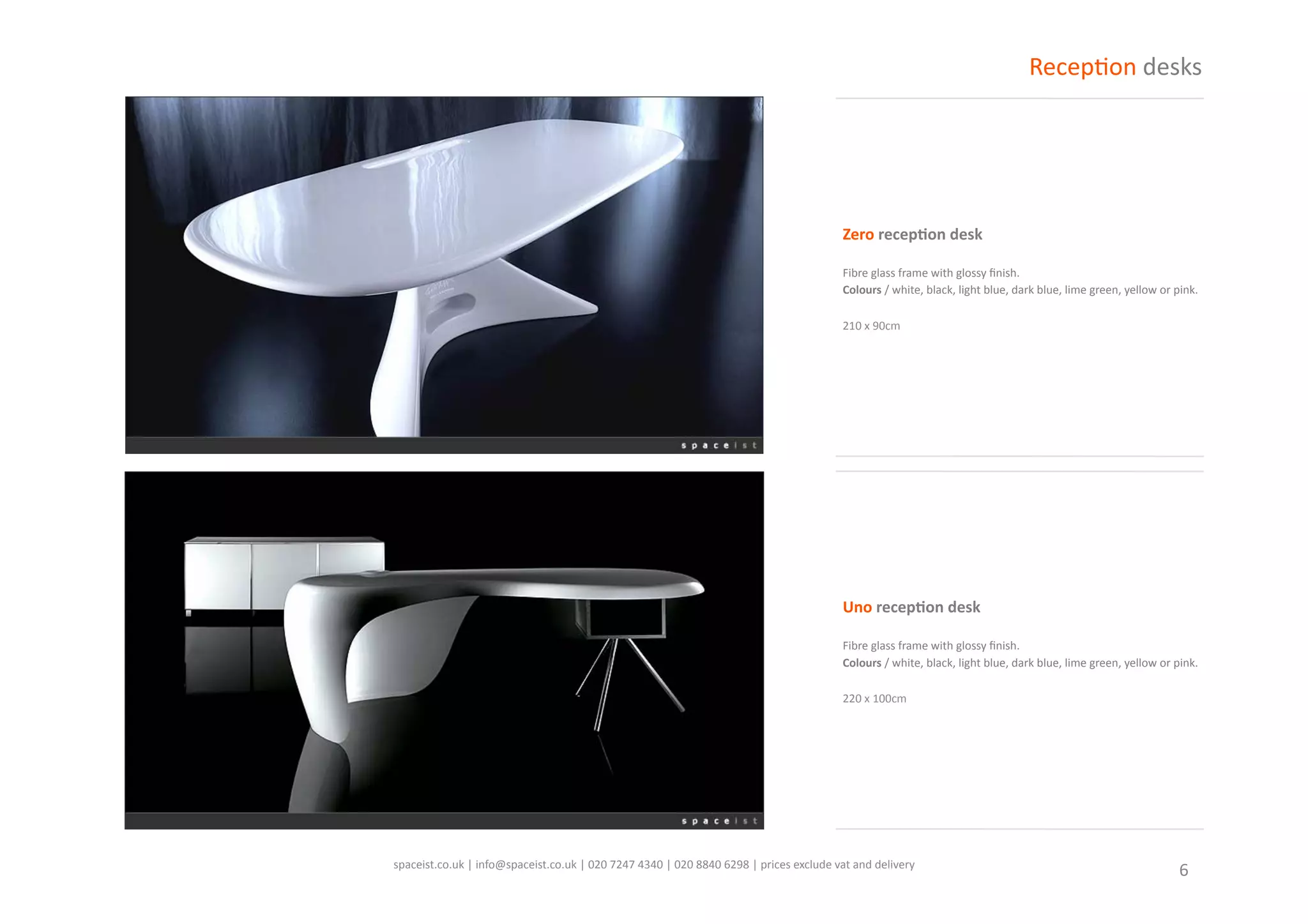 Spaceist white reception desk catalogue PDF