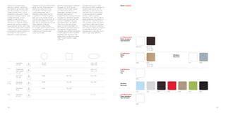 181
M02
h 50 Bicolore
Piano
Top
M02
h 50 Monocolore
Piano-struttura
Top-structure
Struttura
Structure
V32 V33 V34 V35 V36 V37 V39
h 74 Monocolore
Piano-struttura
Top-structure
M02-V12 M24-V34
100 X 182
100 X 160
h 74 Bicolore
Piano
Top
M02 M20
100 X 182
100 X 160
Struttura
Structure
V12 CRO
Dizzie materials
180
h 74
Ø 134
Ø 160
Ø 80
Ø 80
Ø 80
80 x 80
80 x 80
90 x 108
51 x 47
90 x 108
80 x 80
100 x 182
100 x 160
300 x 131
250 x 121
base/base
70 x 50
double base
base doppia
70 x 50
h 50 base/base
27 x 31
base/base
43 x 43
base/base
50 x 40,6
h 74
h 105
base/base
Ø 46
Dedicati ad uno stile d'arredo
disinvolto e raffinato, i tavoli Dizzie
sono adatti ad ogni contesto, dalla
casa alla ristorazione. La base è in
acciaio verniciato bianco, con un
caratteristico profilo conico. Il piano
è proposto in molteplici versioni: ovale
di grandi dimensioni, rotondo,
quadrato e ovale di piccole
dimensioni. Le versioni di misura
182x100 cm e 160x100 possono
avere la base cromata e il piano in
rovere sbiancato sul top, bianco nella
parte inferiore oppure piano e struttura
in Moka Lucido: un colore innovativo
e di tendenza. Il tavolino di 50x47 cm
è proposto con piano bianco e
basamento in sette colori diversi.
Designed for easy yet polished interior
design schemes, Dizzie tables are
ideal for any setting, from home
to restaurants. The base comes
in white-painted steel, with a
distinctive conical shape. The top
is available in a number of versions:
large oval, round, square or small
oval. The 182x100 cm and 160x100
sizes are also available with chrome-
finish base and bleached oak top with
white underside, or with top
and structure in Gloss Mocha:
an innovative, fashion-forward colour.
The small 50x47 cm table comes with
a white top and choice of seven
colours for the base.
Mit ihrem ungezwungenen, raffinierten
Stil eignen sich die Tische der
Kollektion Dizzie für jeden Kontext,
vom Wohnbereich bis hin zur
Restauration. Die Basis aus weiß
lackiertem Stahl weist ein
charakteristisches konisches Profil auf.
Die Platte ist in zahlreichen Varianten
erhältlich: groß und oval sowie klein
und rund, quadratisch oder oval.
Die Ausführungen in den Maßen
182x100 cm und 160x100 cm
gibt es mit verchromter Basis und
einer Platte aus gebleichter Eiche auf
der Oberseite und weiß lackierter
Unterseite oder mit Platte und Struktur
in Mokka glänzend, einer innovativen
Trendfarbe. Das Tischchen in den
Maßen 50x47 cm gibt es mit weißer
Platte und dem Gestell in sieben
Farbtönen.
Les tables Dizzie, pour un style
décontracté et raffiné, s’adaptent aux
espaces maison et aux lieux de
restauration. La base est en acier
verni blanc avec un profil conique.
Le plan est proposé en multiples
versions : ovale en grandes
dimensions, rond, carré et ovale en
petites dimensions. Les versions en
182x100 cm et 160x100 peuvent
avoir une base chromé et le plan en
rouvre blanchi, blanc dans la partie
inférieure et structure en moka poli.
Une couleur nouvelle et très tendance.
La petite table en 50x47 cm est
proposée avec un plan blanc et une
base en sept coloris différents.
 