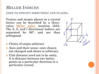 Space lattice and crystal structure,miller indices PEC UNIVERSITY CHD | PDF