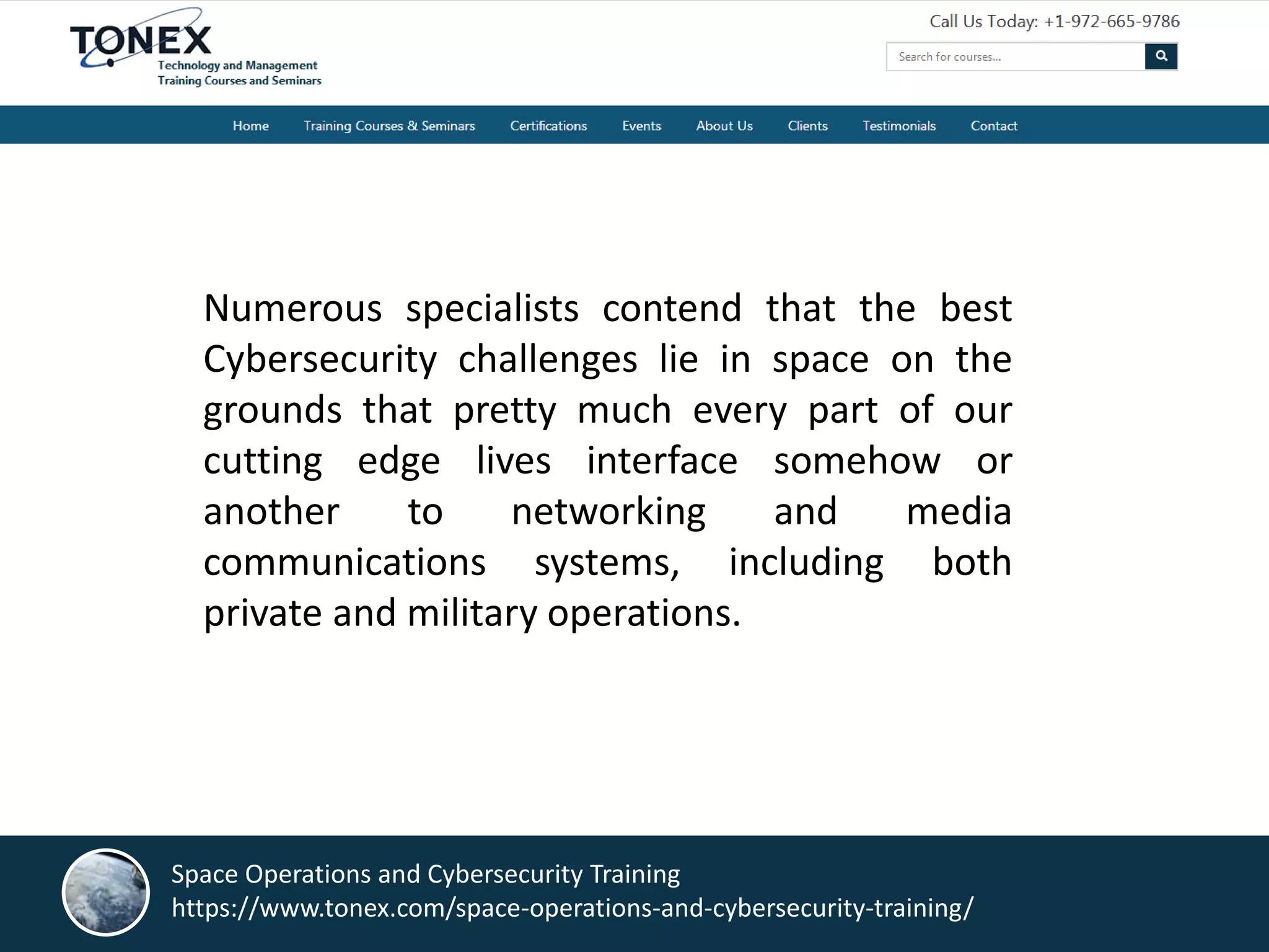 Space operations and cybersecurity training | Tonex Training | PPTX