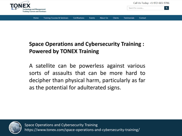 Space operations and cybersecurity training | Tonex Training | PPTX