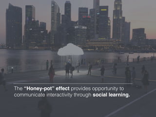 The “Honey-pot” effect provides opportunity to
communicate interactivity through social learning.
 