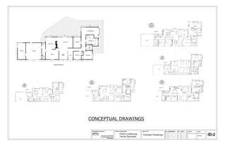 Original Floor Plan




                      CONCEPTUAL DRAWINGS

                       DRAWINGS PROVIDED BY:                     PROJECT DESCRIPTION:      SHEET TITLE:        NO.   DESCRIPTION   BY   DATE   SCALE:   DATE:



                                     Connie Sloma, Allied ASID
                                     connie@allureinterior.com
                                                                       1950's California
                                                                        Home Remodel
                                                                                            Concept Drawings                                            3/7/2013   ID-2
                                                 650-996-8882
 