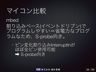 /29UE 株式会社 植松電機
mbed
( )
S-probe
24
InterruptIn
S-probe
 