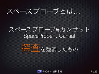/29UE 株式会社 植松電機
…
SpaceProbe ≒ Cansat
7
 