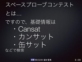/29UE 株式会社 植松電機
…
Cansat
8
 