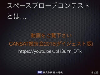 /29UE 株式会社 植松電機
…
9
CANSAT 2015( )
 