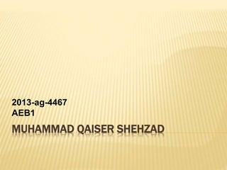 MUHAMMAD QAISER SHEHZAD
2013-ag-4467
AEB1
 