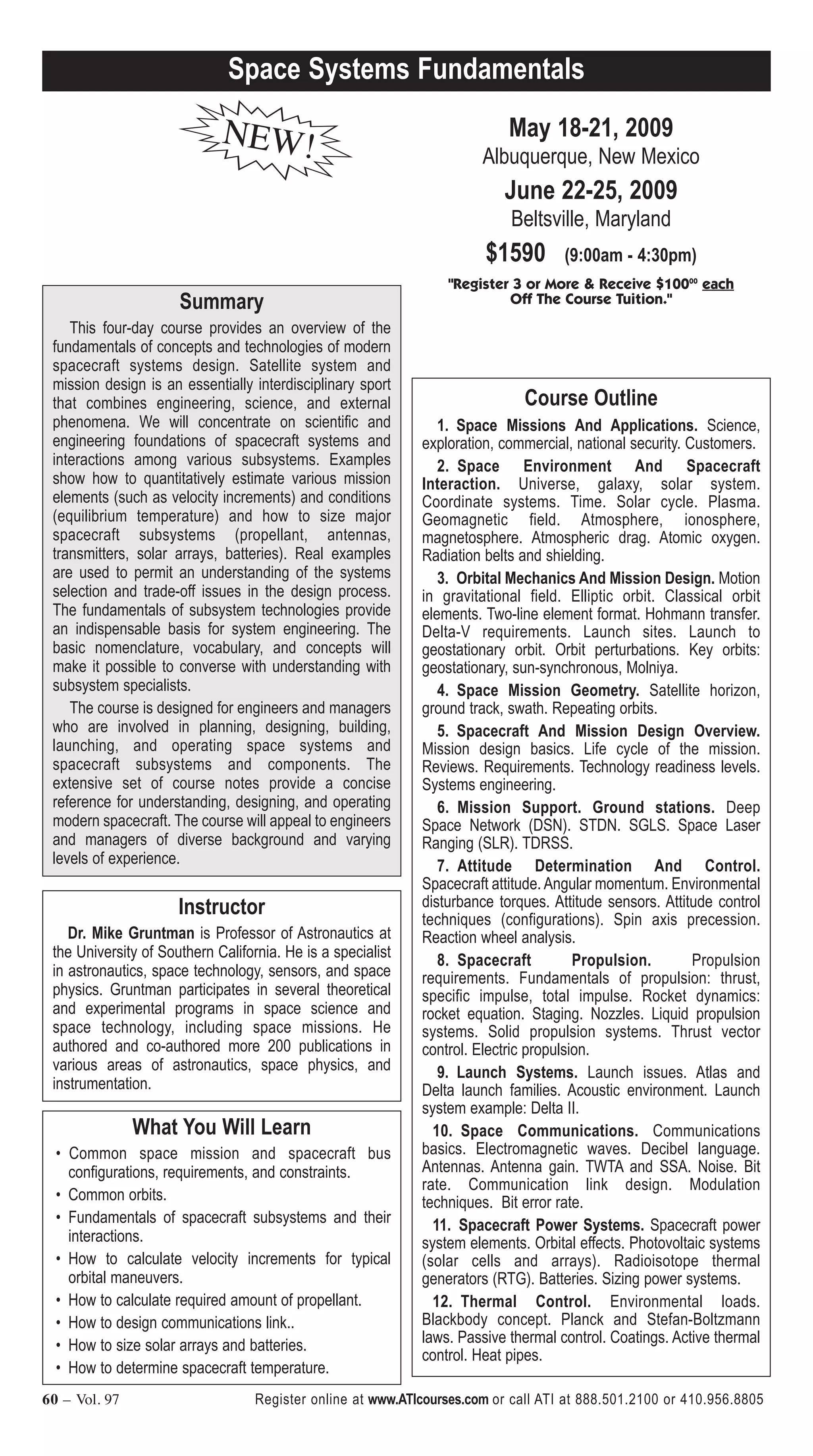 Space Systems Fundamentals