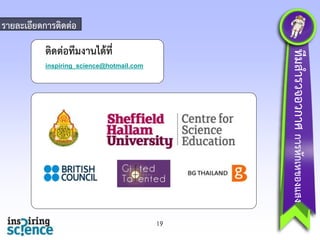 รำยละเอียดกำรติดต่อ

ทีมสำรวจอวกำศ กำรหักเหของแสง

ติดต่อทีมงำนได้ที่
inspiring_science@hotmail.com

19

 